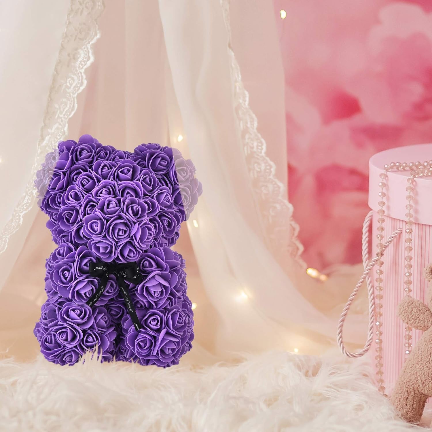 Mothers Day Rose Teddy Bear Gifts for Women Mom, Handmade Artificial Flowers Rose Bear Gifts, Romantic Teddy Bear Valentines Day Gifts for Wife Her, Unique Birthday Gifts for Mom , Rose Flowers Gifts