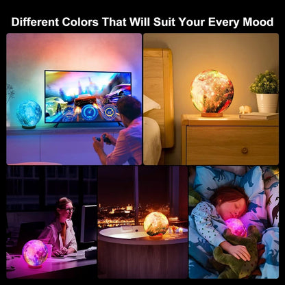 Moon Lamp, LOGROTATE 16 Colors LED Night Light 3D Printing Moon Light with Stand