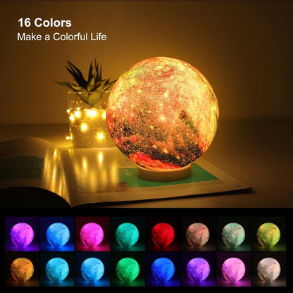 Moon Lamp, LOGROTATE 16 Colors LED Night Light 3D Printing Moon Light with Stand